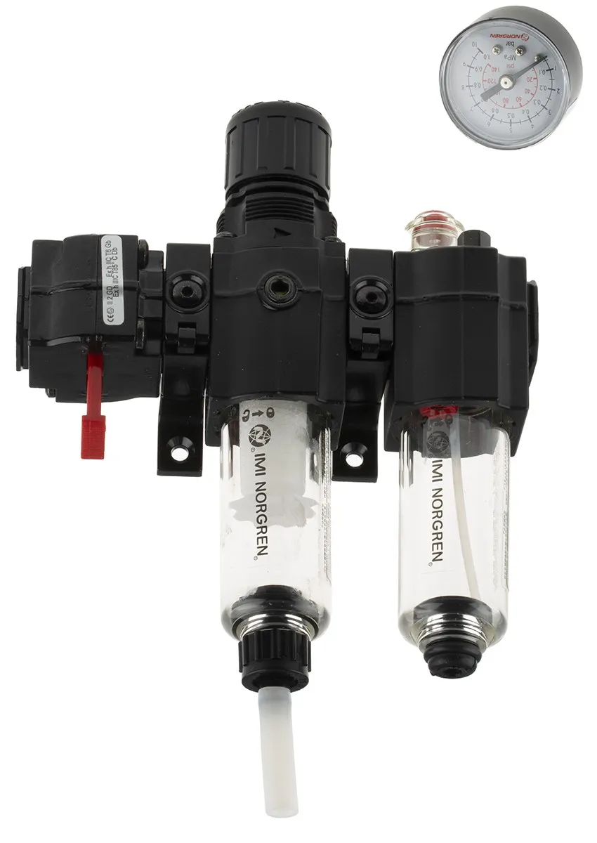 Gruppo FRL Norgren BL72-301G, attacco G 3/8, scarico Semi automatico, filtrazione 40μm